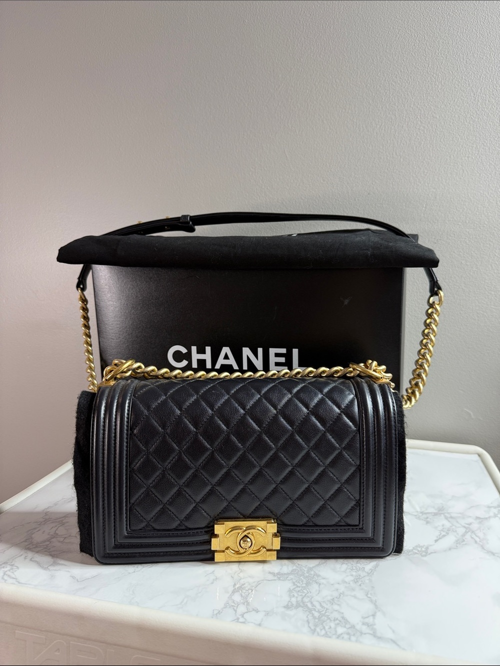 CHANEL Boy Bag Medium with Gold Hardware